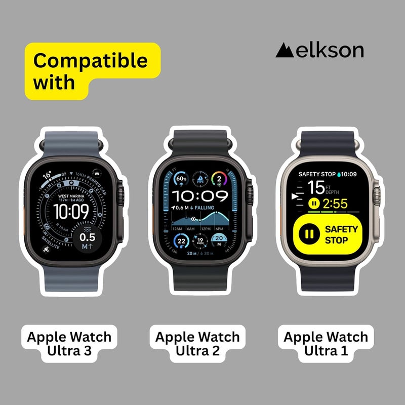 elkson for 49mm Apple Watch Ultra 3/2/1 Bumper Case with Screen Protector Tempered Glass, Quattro Max Series Rugged for iWatch, Military Grade Durable Protective Cover, Flexible Shockproof, Black - Image 2